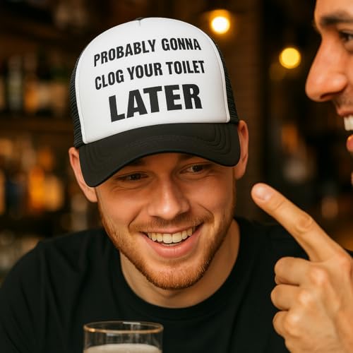 Image of Funny Trucker Hats - Weird Gag Gift for Adults, Inappropriate Joke Baseball Cap, Adjustable Mesh Hat for Men Women