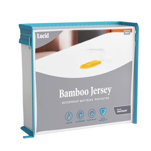 LUCID Premium Rayon from Bamboo Jersey Mattress Protector - Ultra Soft - Waterproof - Dust Mite Proof - Hypoallergenic - King