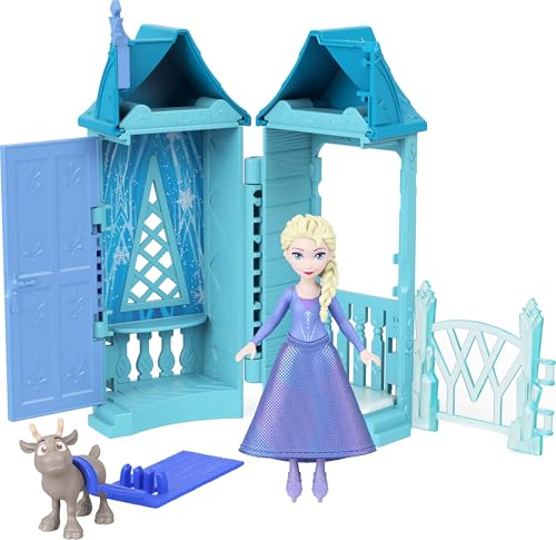 Image of Mattel Disney Frozen Anna or Elsa Playset with 5 Surprises Including Small Doll, Tower & 3-4 Arendelle Village Accessories (Characters May Vary)