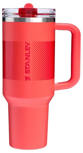 STANLEY Quencher ProTour Flip Straw Tumbler with Leakproof Lid 40 oz | Built-In Straw and Handle | Cup Holder Compatible for Travel | Insulated Stainless Steel Cup | BPA-Free | Hot Coral Fade