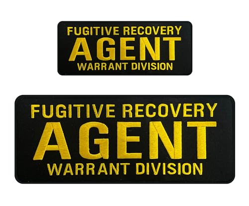 Fugitive Recovery Agent Warrant Division Patch Set – 2 PCS Embroidered Patches 4x10 in & 2x5 in – Hook Backing for Tactical Vest, Jackets, Backpacks, Caps, Uniform Accessories