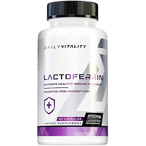 Lactoferrin 250mg Capsules - Glycoprotein Rich Colostrum Supplement for Immune Iron Absorption Support and Digestive Health - 60 Servings High-Purity Daily Colostrum Derived Pills Cover