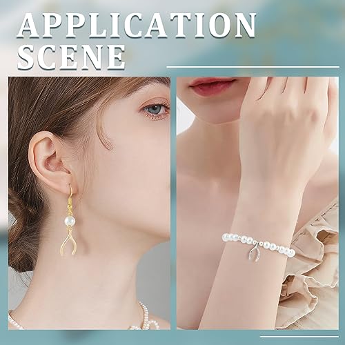 Beebeecraft 1 Box 20Pcs 2 Colors Wish Bone Lucky Charms 18K Gold & Platinum Plated Silver Golden with Jump Ring for DIY Jewelry Necklace Bracelet Earring Making Findings - Image 4