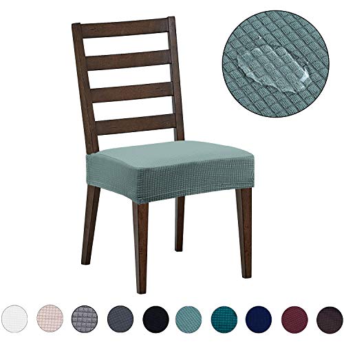 DEZENE Fundas para sillas de Comedor (Paquete de 4): Repelente al Agua, fácil de Instalar, Muy elástica - Silla de Comedor Funda de...