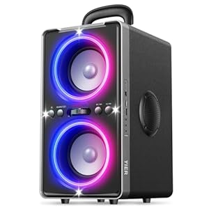 Bluetooth Party Speaker, 200W Peak Portable Loud Stereo with Subwoofer, Wireless TWS Pairing Deep Bass Led Light Show with Fast Charging for Outdoor Home Party Camping