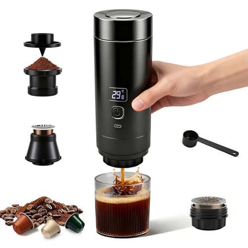 Máquina de café expreso 3 en 1 portátil con batería, 20 bar, extracción fría/caliente, compatible con cápsulas y café molido, 7800 mAh USB-C, mini cafetera para camping, coche, oficina y viajes Máquina de café expreso 3 en 1 portátil con batería, 20 bar, extracción fría/caliente, compatible con cápsulas y café molido, 7800 mAh USB-C, mini cafetera para camping, coche, oficina y viajes