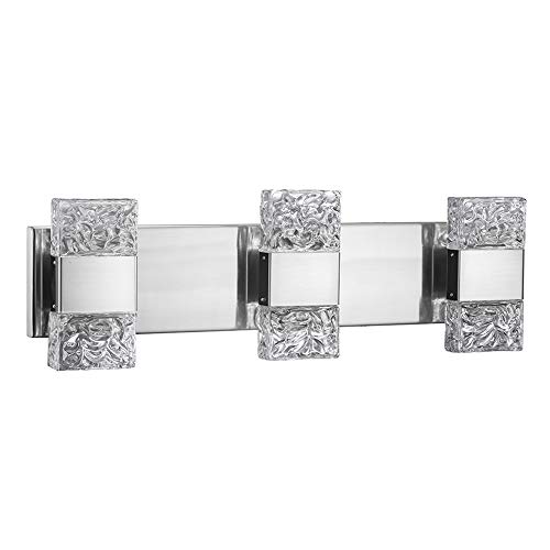 Featured Product JINZO LED Bathroom Vanity Light Fixture Brush Nickel Modern Wall Lighting Fixture Up and Down Lights with Clear Ice Inspired Molded Hand-Crafted Solid Glass Shape (3-Lights) Featured Product JINZO LED Bathroom Vanity Light Fixture Brush Nickel Modern Wall Lighting Fixture Up and Down Lights with Clear Ice Inspired Molded Hand-Crafted Solid Glass Shape (3-Lights)