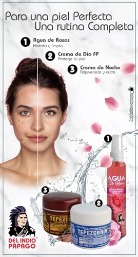 Del Indio Papago Facial Day and Night Cream Bundle includes a rose water spray - Both Tepezcohuite 60g / 2.Fl Oz (3-pack)