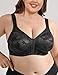 Wingslove Women's Minimizer Bras Full Coverage Wirefree Comfort Plus Size Bra Large Bust Non Padded(Floral Black,38D)