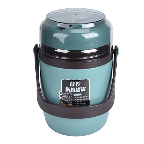 Nikou Contenedor de alimentos aislado de acero inoxidable 304, multicapa, a prueba de fugas, apilable, térmica, 2 L, para trabajadores de oficina, verde menta, ideal para sopas y alimentos calientes