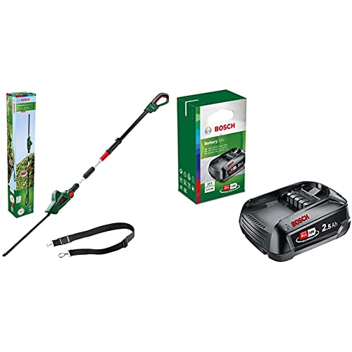 Bosch 06008B3001 Coupe-haie télescopique sans fil Universal Hedge Pole 18 (sans batterie, système de 18 volts, en boîte) & 1600A005B0 Batterie 18 V - 2,5 Ah - Lithium-Ion - GR SKU, Noir