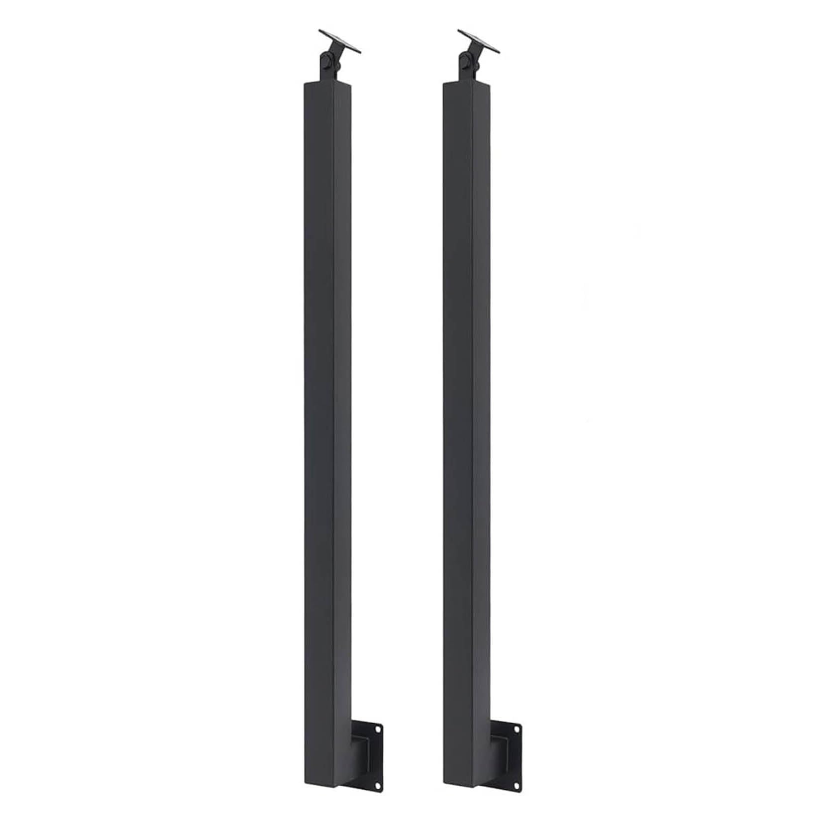 GOUZIBHD 2 Pcs Metal Stair Railing Square Stair Baluster Posts with Flat & Adjustable 270° Angle Bracket,Banister Column for Decks Balconies Stairs,Side Mount(Size:90cm/35.4in,Color:Black)