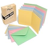 Japun - 50er Set blanko Falt-Karten inkl. Briefumschläge, Klapp-Karten zum gestalten, beschriften oder bedrucken - DIN A6 / C6 - pastell mix bunt