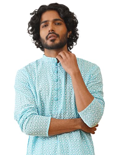 Image of Jompers Men Chikankari Embroidered Kurtas|Cotton|Regular Fit