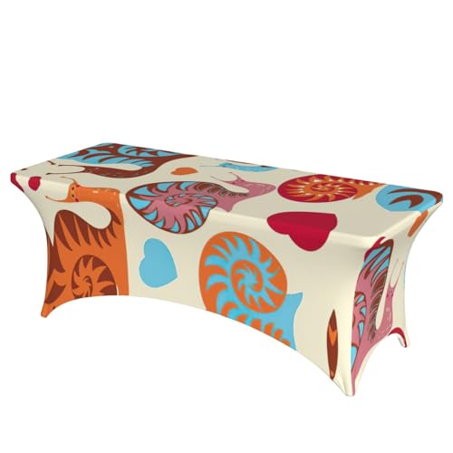 Housse table rectangulaire extensible élasthanne imprimé escargot 1m80 - 2