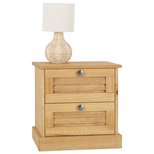 IDIMEX Nachttisch Veneta mit 2 Schubladen, Natur - Nachtkonsole aus Kiefer Massivholz im Landhausstil, rustikaler Nachtschrank, Schlafzimmer...