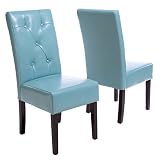 Best Selling Tristan Teal Bonded Leather Dining Chair, Green, Set of 2