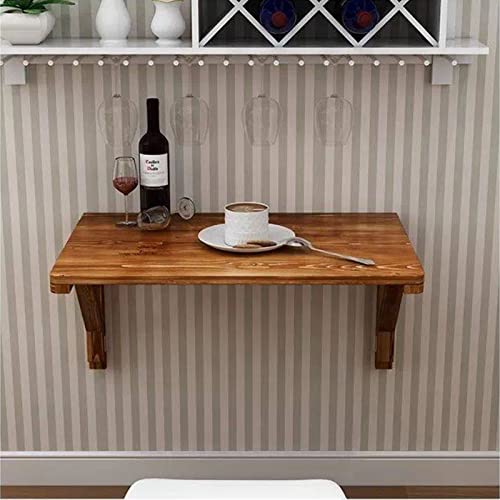 Bureau flottant mural en bois 80cm meuble de rangement rabattable pour gain de place