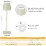 2 Pack Rechargeable Cordless Table Lamps, 5200mAh Battery Touch Table Light, Aluminum Shell Stepless Dimmable Portable LED Desk Lamp for Dinner/Restaurant/Outdoor Cream - Image 4