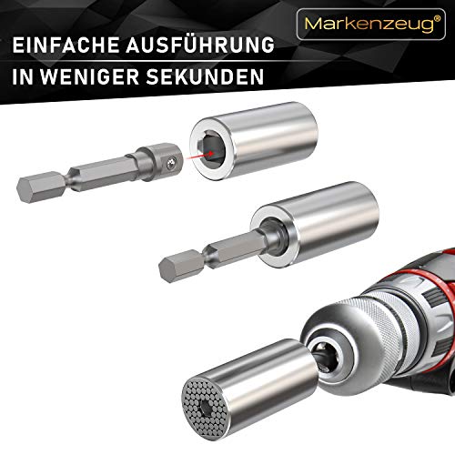 Premium Universalschlüssel I Verbessertes Konzept 2024 I Universal-Steckschlüssel I Innovatives Werkzeug Multitool I Universal Nuss I praktisches Handwerkzeug mit Adapter 7-19mm – Bild 5