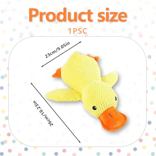 Jouet Anti-Stress Ente pour Chien - Peluche Indestructible pour Petits et Grands Chiens, Doudou Chien avec Design Sécurisé (Jaune) – Image 3