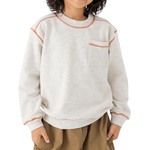 [chil2] キッズ ビッグシルエット トレーナー 無地 裏毛 子供服 ベビー服 男の子 女の子 長袖 配色ステッチ スウェット 胸ポケット 11258581-160OM