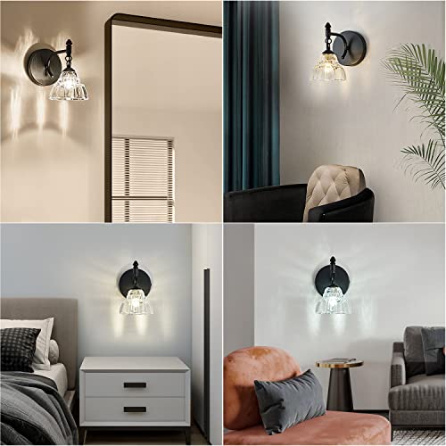 Image of Modern Bathroom Vanity Lights - Matte Black Wall Sconces with Over-Mirror Light Fixture for Bathroom, Powder Room