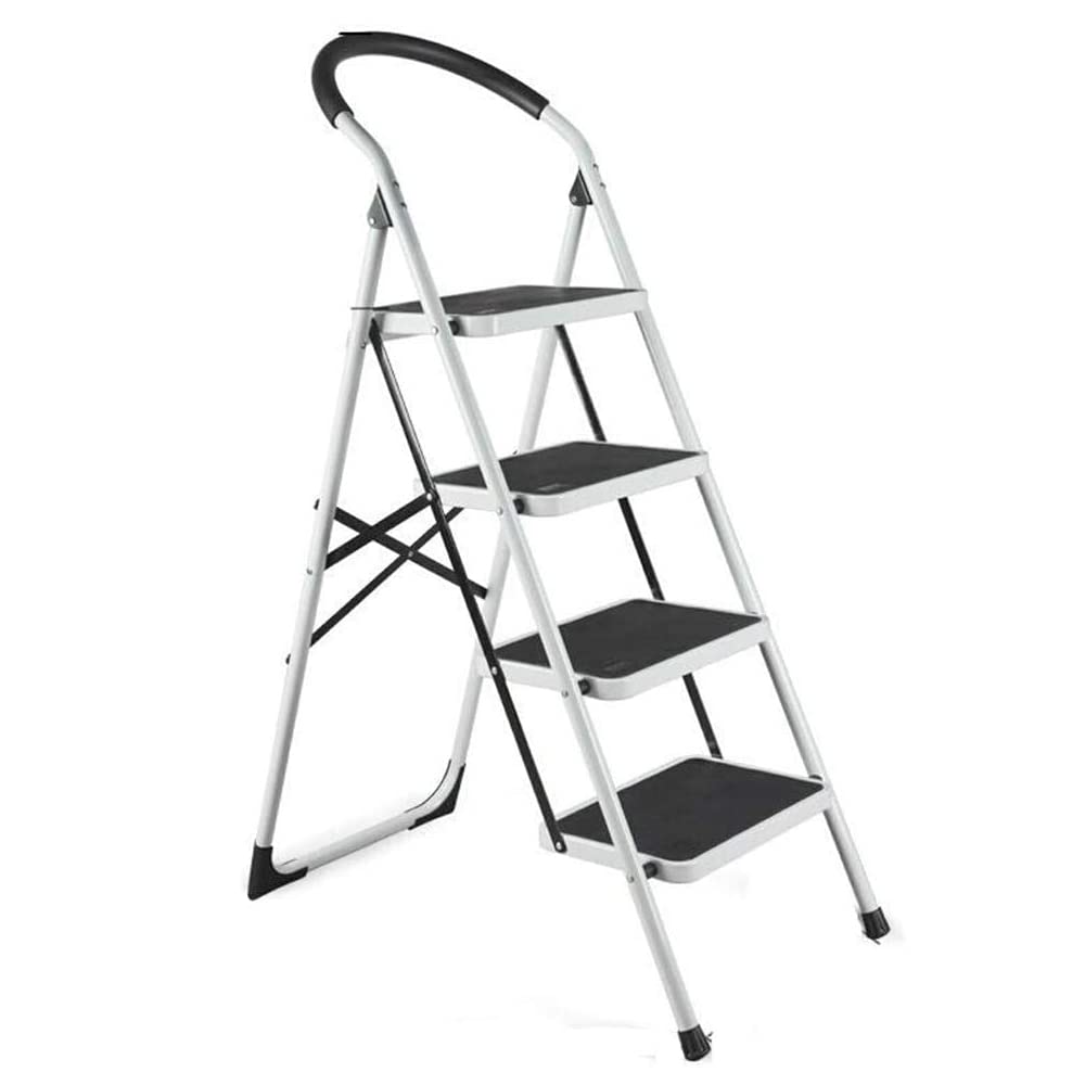 Foldable Platform Steps Steel Ladder White (4 STEPS)