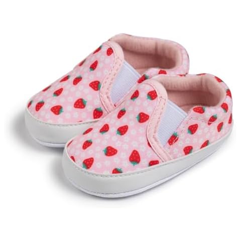 Sekantrol Baby Girls Boys Shoes,Infant Toddler Soft Sole Non Slip Flat Lazy Cute Loafers,Unisex Casual Oxford Dress Shoes (06 Strawberry, Infant, 6-12 Months, Medium) Cover