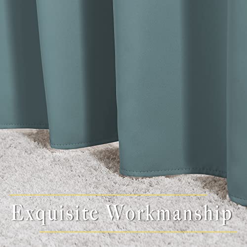 NICETOWN Blackout Curtains 63 Length for Nursery - Grommet Window Treatment Thermal Insulated Solid Room Darkening Drapes for Living Room, Greyish Blue, 1 Panel, W52 x L63