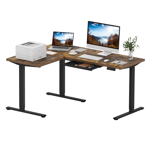 Image of SANODESK Electric L-Shaped Corner Standing Desk with Drawer,63x48