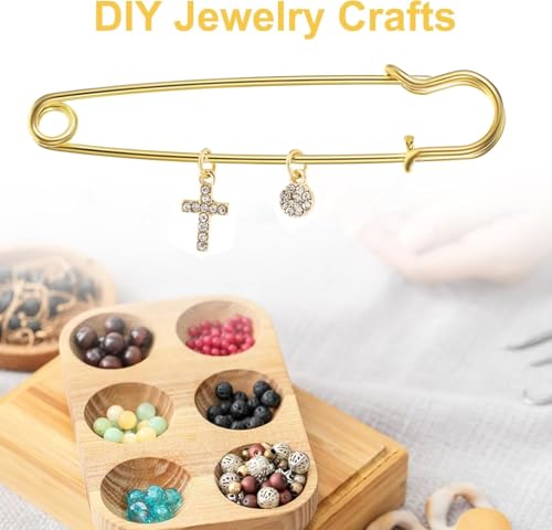 Image of 12 Pcs Large Safety Pins, 2 Inch Heavy Duty, Gold, Stainless Steel, Blanket & Clothes Pins
