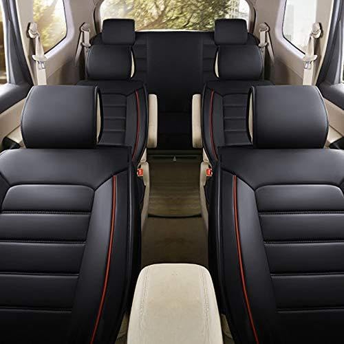Car Seat Cover 7 Seats,for Most 7-Seats Universal Model Car Seat Protection,Classic Soft Waterproof Full Set PU Leather Car Front/Rear Seat Pads Black