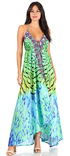 Image of Sakkas Lizi Womens Maxi High-Low Halter Handkerchief Long Dress Beach Party