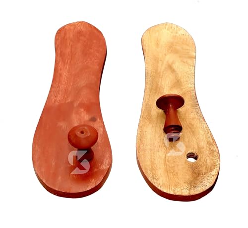 Image of Khadau Chappal Wooden Colorful For Both Men And Women (Red 10 inch) | Pooja Article Pack of 1