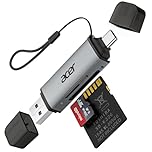 Acer SD Card Reader, USB C & USB 3.0 Memory Card Reader Adapter Supports SD/Micro SD/SDHC/SDXC/MMC, Compatible with iPhone 17 16 15 Series, MacBook Pro/Air, iPad Pro 2021, Galaxy S26, XPS 13, etc.