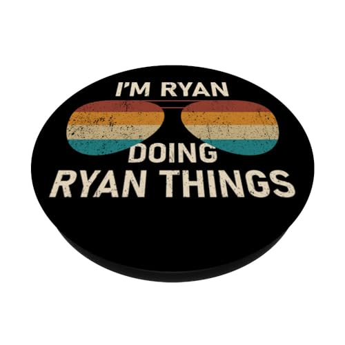 I'm Ryan Doing Ryan Things Retro Sunglass Funny Personalized PopSockets Swappable PopGrip, Black - Image 2
