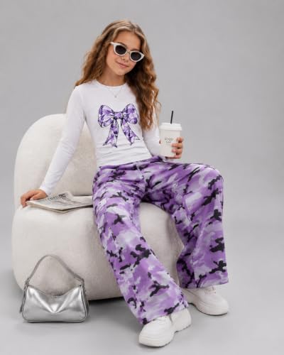 Image of Tween Girls Clothes 2 Piece Outfit Long Sleeve Top + Cargo Pants Fall Winter Clothing Set, Sizes 7-15 Years