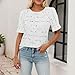 Women's Eyelet Tops Puff Short Sleeve Blouses Dressy Casual Cute Hollow Out Crochet Lace Women Running T (White, XL)