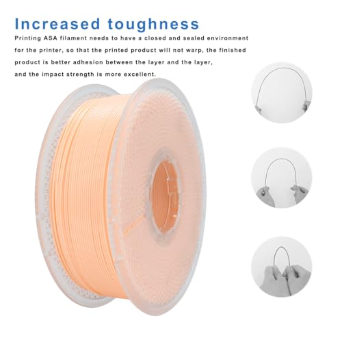 Image of 3D Printer Filament, Neatly & Strong 1.75mm Filament for 3D Printing, Accuracy + /- 0.02mm 1KG Spool(2.2lbs), ASA Flesh 1KG
