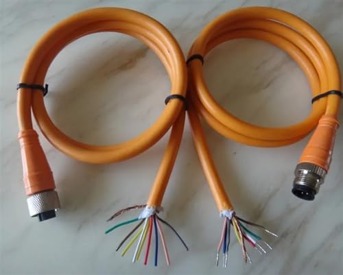 Conector M12 de 8 pines hembra recto con cable blindado para sensor industrial 2 piezas