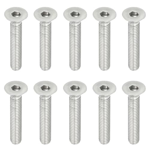 Image of PATIKIL M6 x 35mm Flat Head Socket Cap Screws, 10 Pack 304 Stainless Steel 18-8 Machine Screws Flat Countersunk Bolts Hex Socket Drive Fasteners Grade 6.8