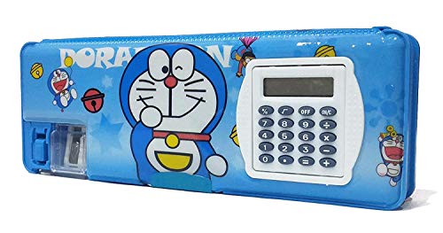 RAHI India Multipurpose Doremon Designer Pencil Box with Calculator & Compass Free