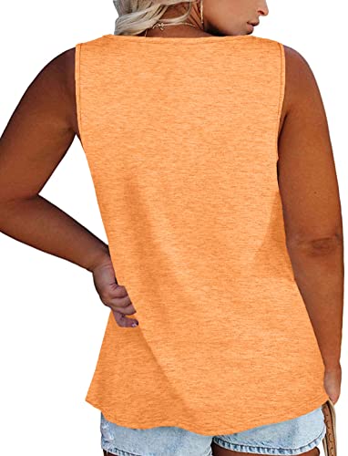 Image of Womens Plus Size Tank Tops Summer Button Down Henley Shirts Sleeveless Tops