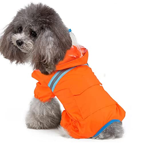 ペット用レインギア, 犬用レインコート 軽量ペット服 防水犬用ジャケット ポケット付き 小型中型犬用 パピーレインコート(Orange,XXL)