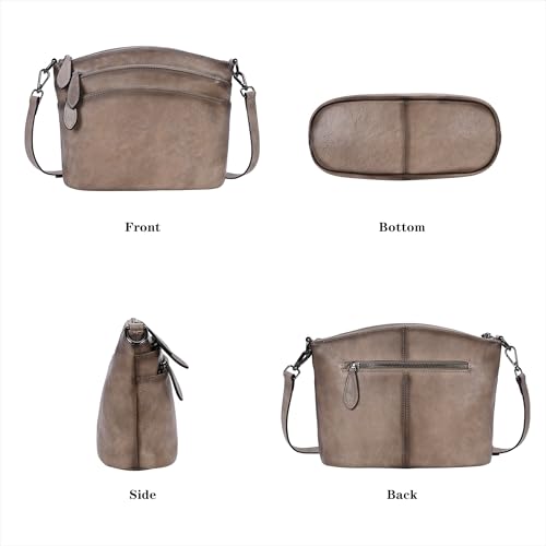 Image of HESHE Crossbody Bags for Women Genuine Leather Purses with Multi-Pockets Vintage Ladies Small Shoulder Satchel Bag