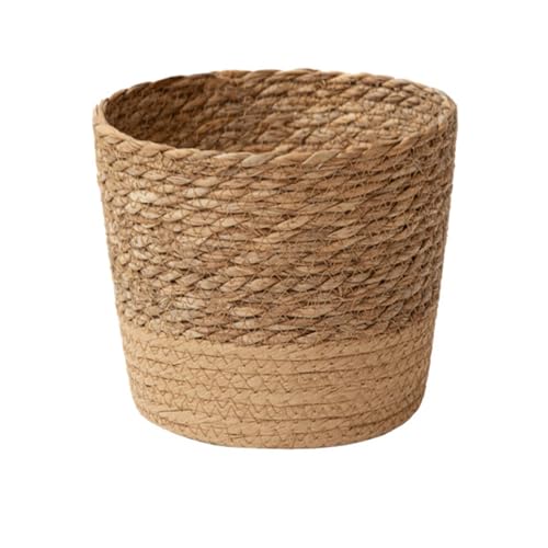 Jute Rope Plant Basket Indoor Modern Woven Flower Pot Basket Seagrass Storage Organizer Planter Rustic Decorative Plant Containers Cover Laundry Bin for Porch Living Room Entryway (6.1×6.1×4.33Inch)