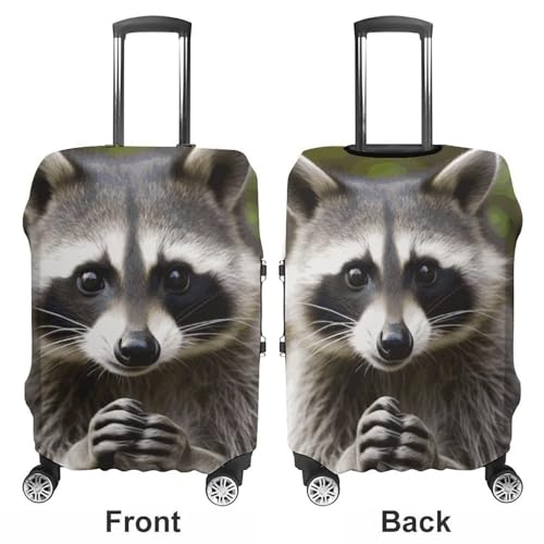 Cute Raccoon Luggage Cover, Washable Elastic Suitcase Cover Protector Fit 18-32 Inch Luggage3