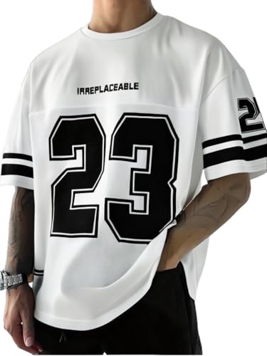 GORGLITTER Men's Baggy Jersey Shirt Y2k Graphic Oversized Tshirts Short Sleeve Summer Casual Streetwear T-Shirts