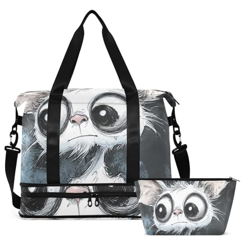 Cartoon Cute White Halloween Bat Travel Tote Bag Travel Weekender Gear Bag with Adjustable Strap for Business Trips Waterproof2